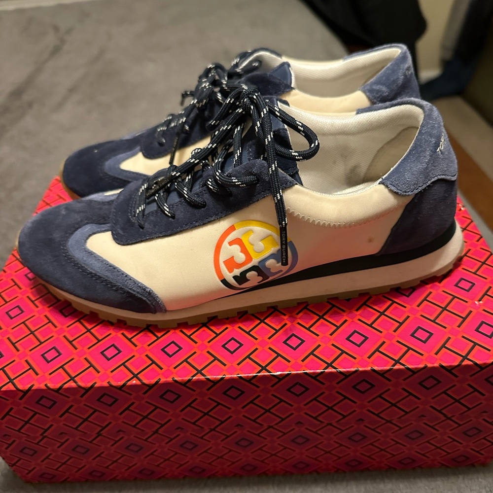 Tory Burch Navy and Cream Sneakers